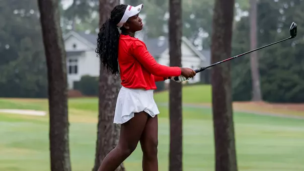 Georgia golfer Ashley Shaw during a qualifying round at the UGA Golf Course in Athens, Ga., on Friday, Aug. 28, 2026. (Conor Dillon/UGAAA)