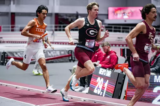 Georgia distance runner Kristers Kudlis during the Razorback Invitational at the Randal Tyson Track Center in Fayetteville, Ark., on Friday, Jan. 30, 2026. (Tony Walsh/UGAAA)