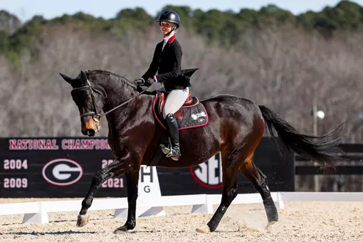 Georgia rider Parker Cliff during Georgia’s meet against Texas A&M at the UGA Equestrian Complex in Bishop, Ga., on Saturday, Feb. 7, 2026. (Sofia Yaker/UGAAA)
