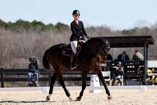 Georgia rider Parker Cliff during Georgia’s meet against Texas A&M at the UGA Equestrian Complex in Bishop, Ga., on Saturday, Feb. 7, 2026. (Sofia Yaker/UGAAA)