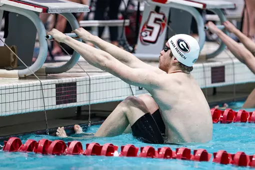 Georgia swimmer Ruard Van Renen during Georgia’s meet against Tennessee in Bauerle Pool at Gabrielsen Natatorium inside the Ramsey Student Center in Athens, Ga., on Friday, Jan. 23, 2026. (Conor Dillon/UGAAA)