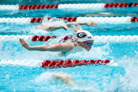 Georgia swimmer Ieva Maluka during Georgia’s meet against Tennessee in Bauerle Pool at Gabrielsen Natatorium inside the Ramsey Student Center in Athens, Ga., on Friday, Jan. 23, 2026. (Sofia Yaker/UGAAA)