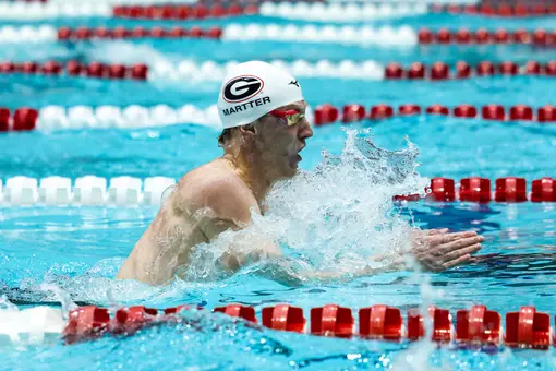 Georgia swimmer Cale Martter during Georgia’s meet against Tennessee in Bauerle Pool at Gabrielsen Natatorium inside the Ramsey Student Center in Athens, Ga., on Friday, Jan. 23, 2026. (Sofia Yaker/UGAAA)