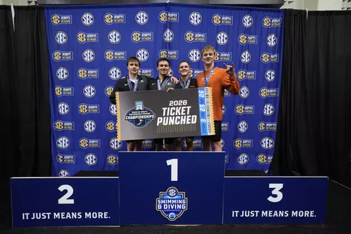 SEC Swimming and Diving Championships at Allan Jones Aquatic Center in Knoxville, TN on February 18, 2026. Photo by Randy Sartin Photography.