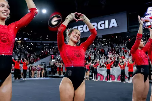 Georgia gymnast Eryn Williams during Georgia’s quad meet against Temple, Fisk, and Central Michigan at Stegeman Coliseum in Athens, Ga., on Friday, Jan. 30, 2026. (Conor Dillon/UGAAA)