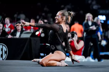Georgia gymnast Eryn Williams during Georgia’s meet against Florida at Stegeman Coliseum in Athens, Ga., on Friday, Feb. 20, 2026. (Tony Walsh/UGAAA)