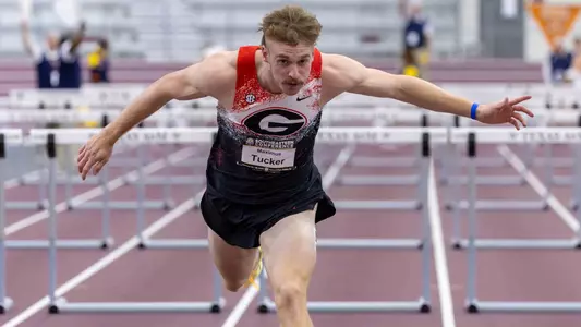 Maximus Tucker during the 2026 SEC Indoor Track and Field Championships at R.A. "Murray" Fasken '38 Indoor Stadium in College Station, Texas on Friday, February 27, 2026. (Kirk Meche)