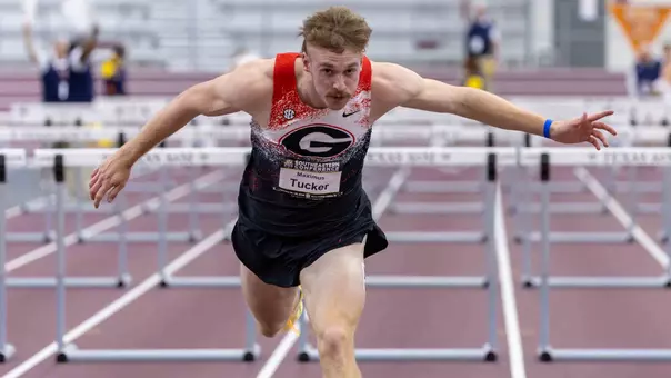Maximus Tucker during the 2026 SEC Indoor Track and Field Championships at R.A. "Murray" Fasken '38 Indoor Stadium in College Station, Texas on Friday, February 27, 2026. (Kirk Meche)