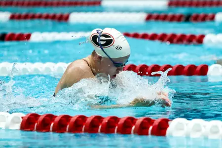 Georgia women's swimmer Charlotte Headland competes in a dual meet against Tennessee on January 23, 2025.