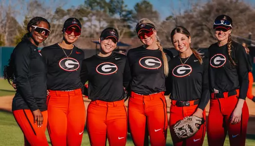 Georgia softball players during a practice.