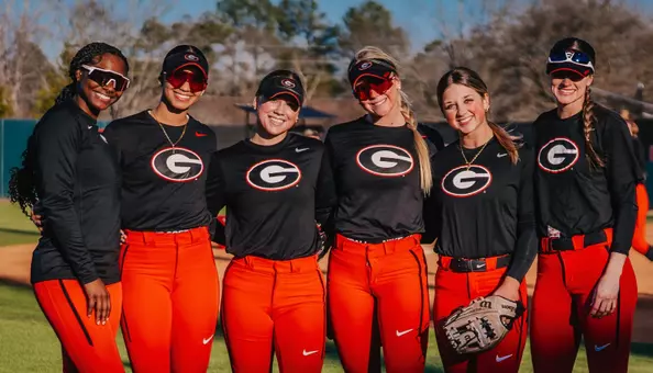 Georgia softball players during a practice.