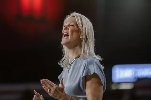 Georgia head coach Katie Abrahamson-Henderson during Georgia’s game against Alabama at Stegeman Coliseum in Athens, Ga., on Thursday, Jan. 29, 2026. (Delaney Tyler/UGAAA)