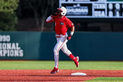 Georgia's Ryan Black rounds the bases after his two-run homer against Tennessee at Foley Field on March 14, 2026.