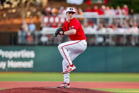 Georgia pitcher Paul Farley (35) during Georgia’s game against Tennessee at Foley Field in Athens, Ga., on Saturday, March 14, 2026. (Conor Dillon/UGAAA)