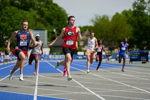 Georgia sprinter Will Floyd during the 2025 SEC Outdoor Track & Field Championships at the UK Outdoor Track & Field Facility in Lexington, Ky., on Friday, May 16, 2025. (Tony Walsh/UGAAA)