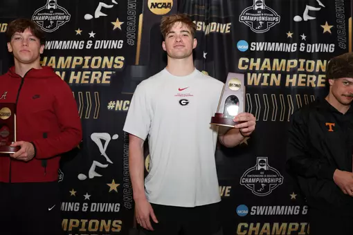 Georgia senior swimmer Ruard van Renen earned First Team All-America honors in the 200-yard backstroke at the 2026 NCAA Men's Swimming & Diving Championships.