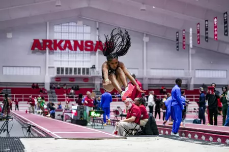 Georgia jumper Chelsi Williams during the Razorback Invitational at the Randal Tyson Track Center in Fayetteville, Ark., on Friday, Jan. 30, 2026. (Tony Walsh/UGAAA)