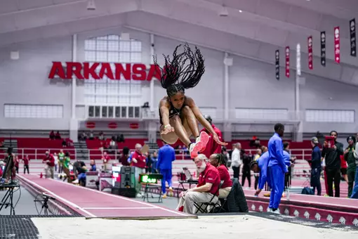 Georgia jumper Chelsi Williams during the Razorback Invitational at the Randal Tyson Track Center in Fayetteville, Ark., on Friday, Jan. 30, 2026. (Tony Walsh/UGAAA)