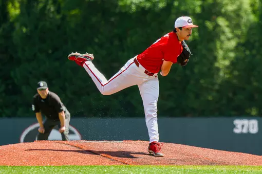 Georgia pitcher Caden Aoki (12) during Georgia’s game against Florida at Foley Field in Athens, Ga., on Saturday, April 11, 2026. (Sofia Yaker/UGAAA)