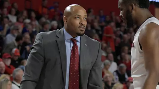 Georgia assistant coach Jonas Hayes and forward Yante Maten (1) during the Bulldogs' game against the Florida Gators in Stegeman Coliseum on Tuesday, Jan. 30, 2018 in Athens, Gal (Photo by John Kelley/UGA)
Georgia 72 - Florida 60
