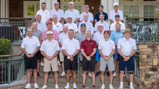 Twenty-four current and former collegiate head football coaches paired up to compete in the 2025 Southern Company Peach Bowl Challenge charity golf tournament on Tuesday at the Reynolds Lake Oconee resort outside Atlanta. Played annually since 2007, the event has generated more than $10 million in scholarship and charity.
Row 1 (L to R): Gus Malzahn, Kirby Smart, Urban Meyer, Mike Norvell, Shane Beamer, Houston Nutt.
Row 2 (L to R): Scott Satterfield, Dan Mullen, Jim Grobe, Kyle Whittingham, Steve Spurrier, Hugh Freeze.
Row 3 (L to R): Rick Neuheisel, Pat Narduzzi, P.J. Fleck, Tom O’Brien, Derek Dooley, Jeff Monken.
Row 4 (L to R): Dan Lanning, Randy Edsall, Brent Key, Chan Gailey, Manny Diaz, Paul Johnson.