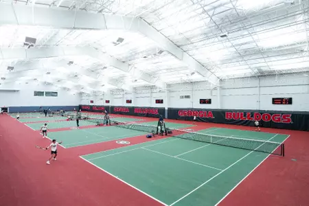 Georgia tennis player Parker Mariencheck during Georgia’s match against South Carolina State inside the Lindsay Hopkins Indoor Tennis Facility at the Dan Magill Tennis Complex in Athens, Ga., on Friday, March 8, 2024. (Tony Walsh/UGAAA)