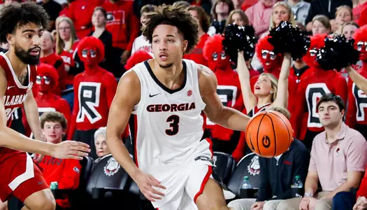 Georgia guard Jordan Ross (3) during Georgia’s game against Alabama at Stegeman Coliseum in Athens, Ga., on Tuesday, March 3, 2026. (Sofia Yaker/UGAAA)