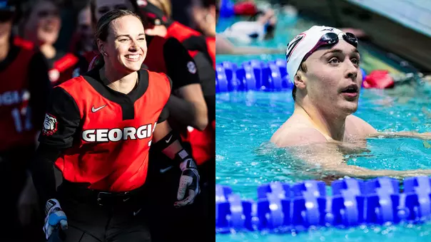 Softball player Sarah Gordon and swimmer Sam Powe were named UGA's winners of the SEC Brad Davis Community Service Award.