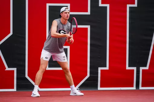 Georgia tennis player Will Jansen during Georgia’s match against Arkansas at the Dan Magill Tennis Complex in Athens, Ga., on Sunday, March 15, 2026. (Tony Walsh/UGAAA)