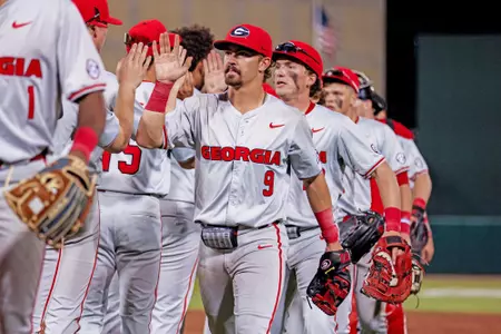 Georgia infielder Kolby Branch (9) during Georgia’s game against Texas A&M at Blue Bell Park in College Station, Tx., on Friday, March 20, 2026. (Conor Dillon/UGAAA)