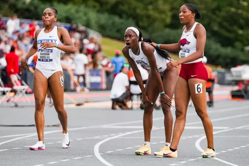 Georgia sprinter Dejanea Oakley during the 2026 SEC Outdoor Track & Field Championships at Hutsell-Rosen Track in Auburn, Ala., on Saturday, May 16, 2026. (Tony Walsh/UGAAA)