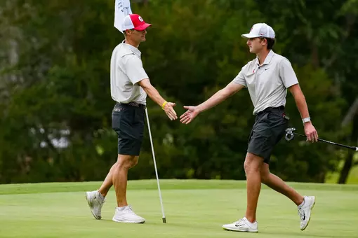 Georgia assistant coach Mookie DeMoss, Georgia golfer James Earle during the Athens regional of the 2026 NCAA Divison I Men’s Golf Championship at the UGA Golf Course in Athens, Ga., on Wednesday, May 20, 2026. (Tony Walsh/UGAAA)