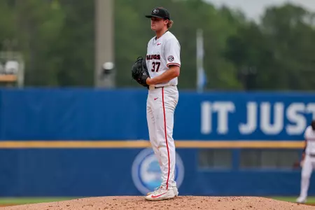 During Georgia’s game against Mississippi St. at Hoover Met Stadium in Hoover, Al., on Thursday, May 21, 2026. (Conor Dillon/UGAAA)