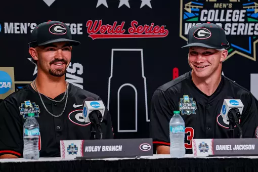 During media day at the 2026 College World Series at Charles Schwab Field in Omaha, Ne., on Thursday, June 11, 2026. (Conor Dillon/UGAAA)