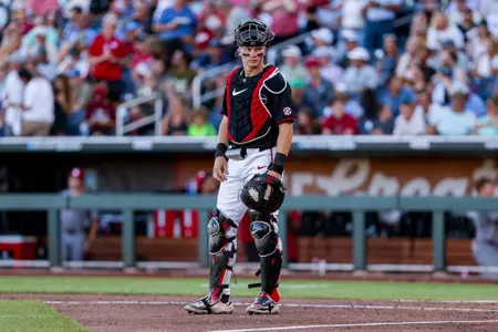 During Georgia’s game against Oklahoma in the 2026 College World Series at Charles Schwab Field in Omaha, Ne., on Wednesday, June 17, 2026. (Conor Dillon/UGAAA)