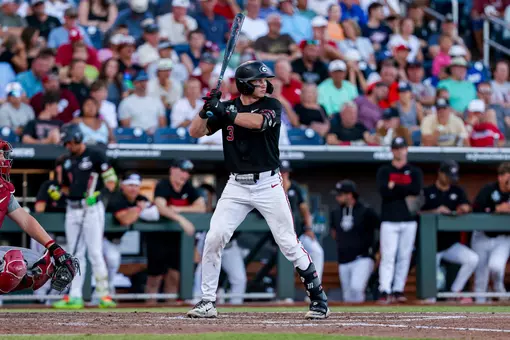 During Georgia’s game against Oklahoma in the 2026 College World Series at Charles Schwab Field in Omaha, Ne., on Wednesday, June 17, 2026. (Conor Dillon/UGAAA)
