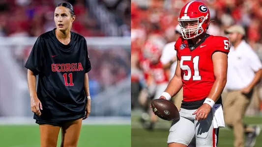 Georgia soccer player Kiera Staude and football player Will Snellings were named the recipients of the 2026-27 Joel Eaves Scholar-Athlete Award.
