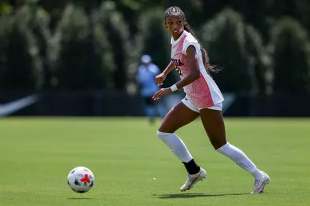 Georgia freshman defender Lilly Osifodunrin plays against Milwaukee on Aug. 23, 2026.
