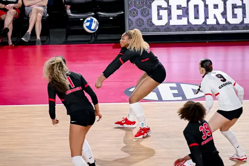 Georgia outside hitter Bianna Muoneke (13) during Georgia’s match against Georgia Tech at Stegeman Coliseum in Athens, Ga., on Saturday, Sept. 19, 2026. (Sofia Yaker/UGAAA)