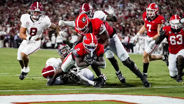 Georgia running back Josh McCray (2) during Georgia’s game against Alabama on Dooley Field at Sanford Stadium in Athens, Ga., on Saturday, Sept. 27, 2025. (Tony Walsh/UGAAA)