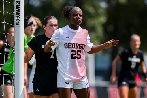 Georgia forward Maya Woolforde (25) during Georgia’s game against Milwaukee at Turner Soccer Complex in Athens, Ga., on Sunday, Aug. 23, 2026. (Conor Dillon/UGAAA)