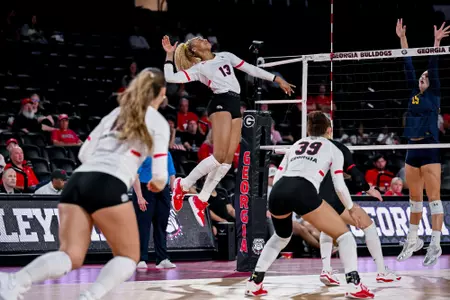 Georgia outside hitter Bianna Muoneke (13) during Georgia’s match against Notre Dame at Stegeman Coliseum in Athens, Ga., on Tuesday, Sept. 8, 2026. (Sofia Yaker/UGAAA)