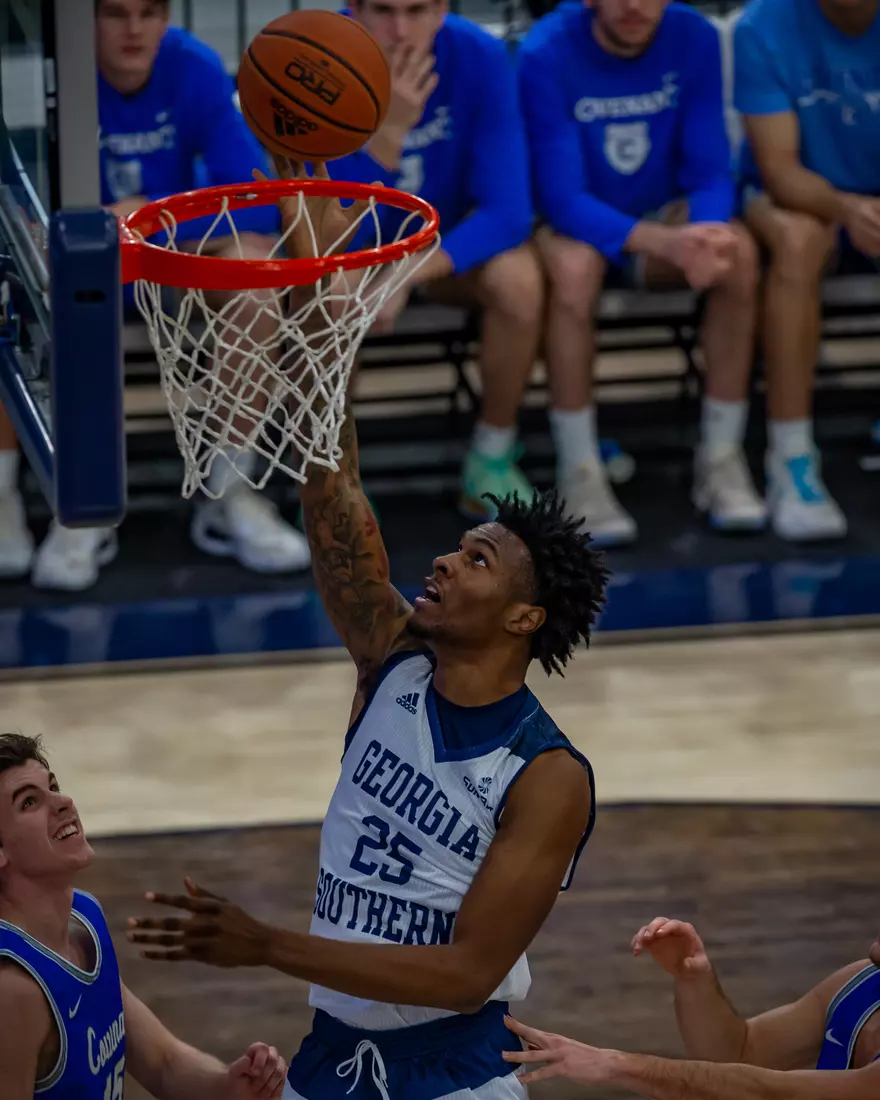 STATESBORO, GEORGIA - DECEMBER 18: Georgia Southern Men’s Basketball faces the Covenant College at Hanner Fieldhouse on December 18, 2021 in Statesboro, Georgia