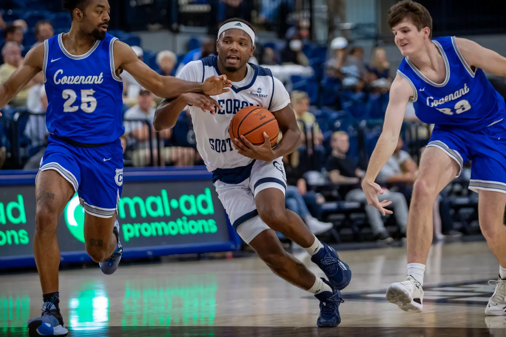 STATESBORO, GEORGIA - DECEMBER 18: Georgia Southern Men’s Basketball faces the Covenant College at Hanner Fieldhouse on December 18, 2021 in Statesboro, Georgia