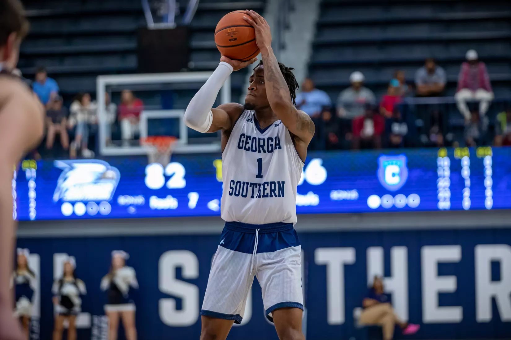 STATESBORO, GEORGIA - DECEMBER 18: Georgia Southern Men’s Basketball faces the Covenant College at Hanner Fieldhouse on December 18, 2021 in Statesboro, Georgia