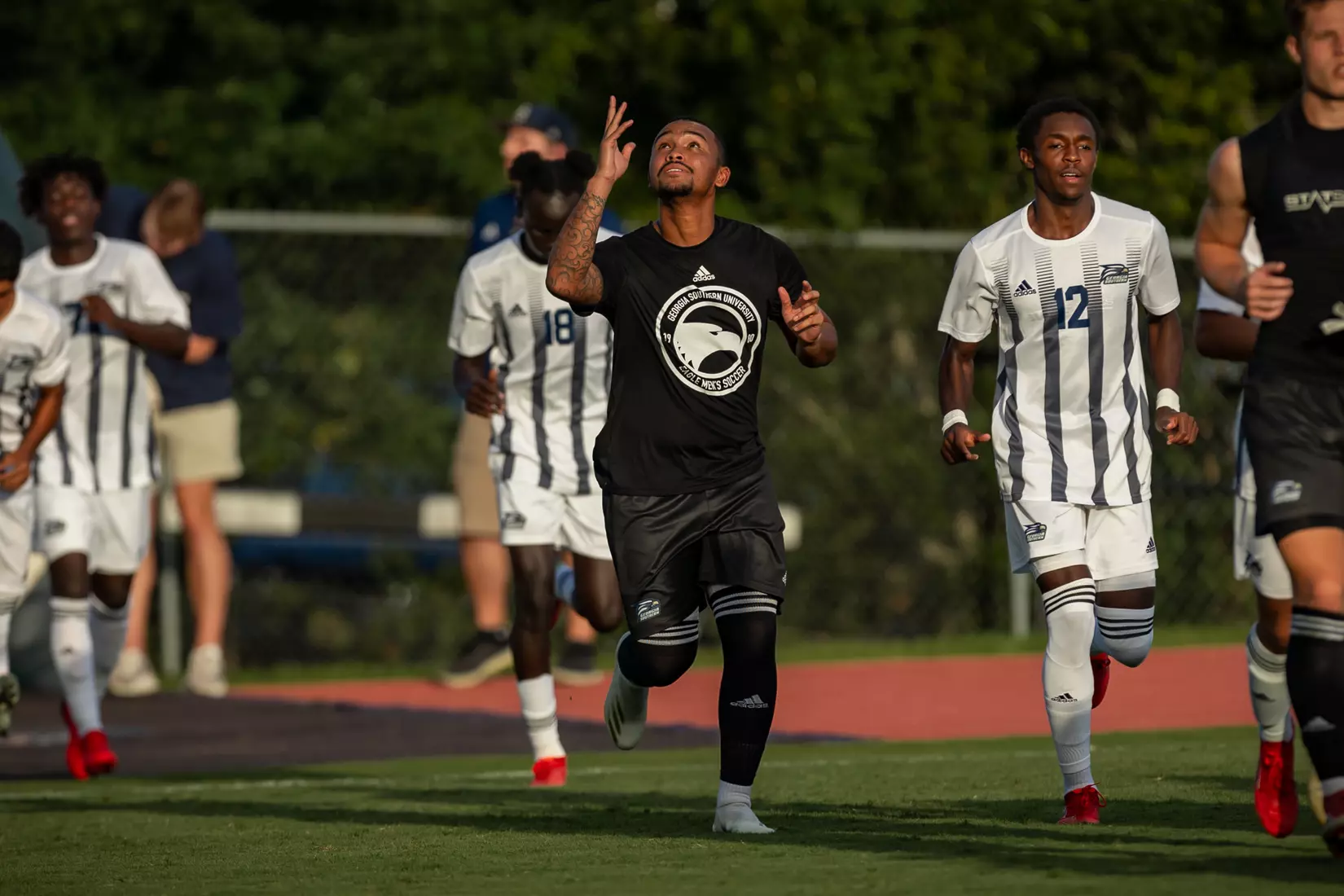STATESBORO, GEORGIA - AUGUST 26: Georgia Southern Eagles Men’s Soccer faces Presbyterian College Blue Hose on Eagle Field at the Erk Russell Athletic Park on August 26, 2021 in Statesboro, Georgia.