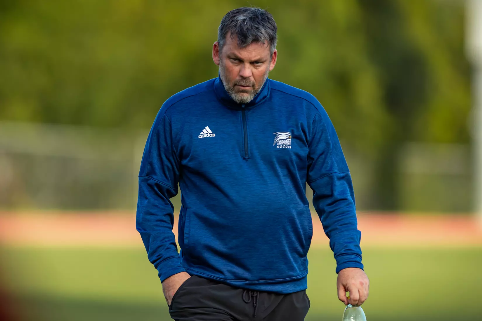 STATESBORO, GEORGIA - AUGUST 26: Georgia Southern Eagles Men’s Soccer faces Presbyterian College Blue Hose on Eagle Field at the Erk Russell Athletic Park on August 26, 2021 in Statesboro, Georgia.