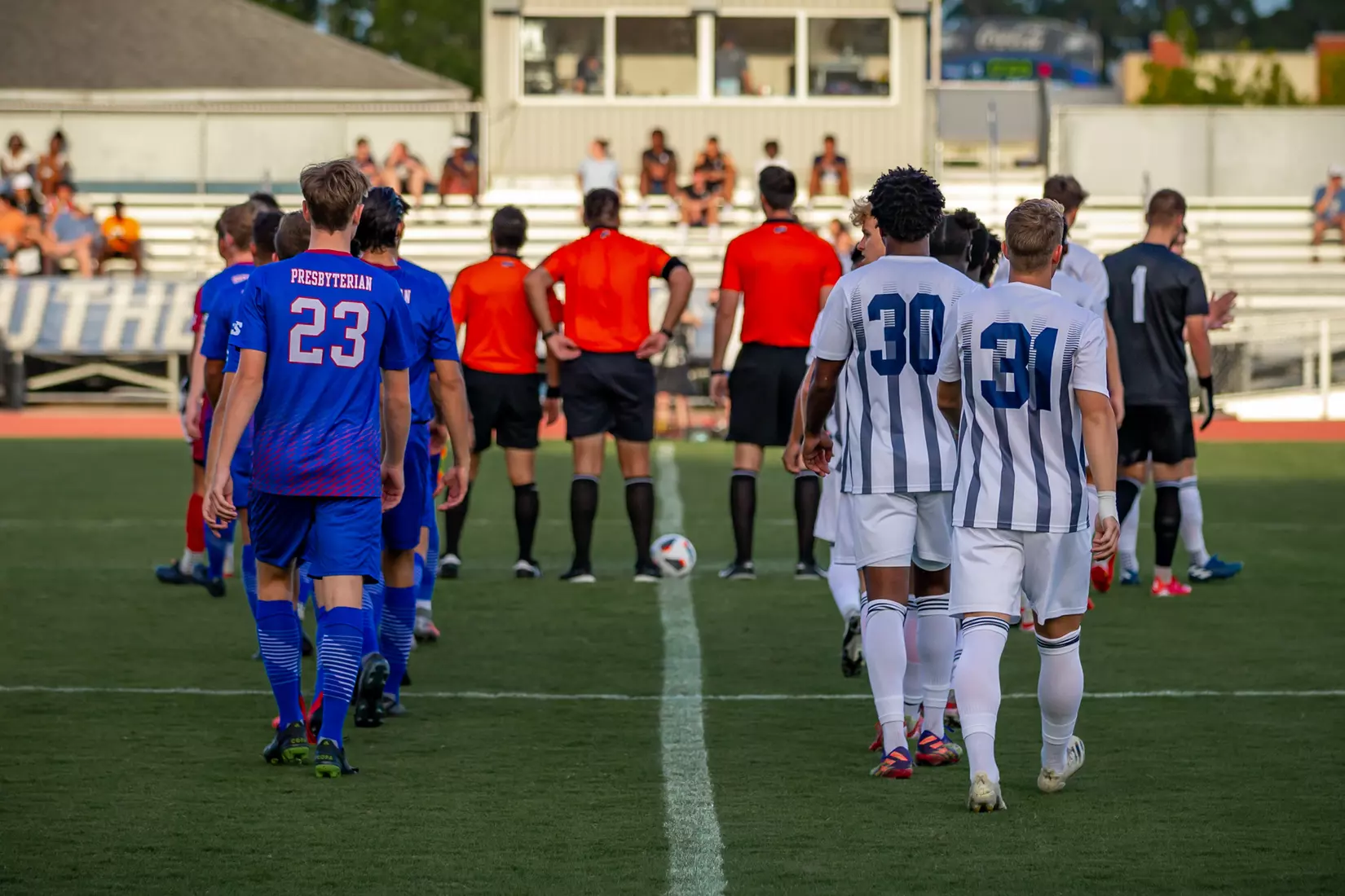 STATESBORO, GEORGIA - AUGUST 26: Georgia Southern Eagles Men’s Soccer faces Presbyterian College Blue Hose on Eagle Field at the Erk Russell Athletic Park on August 26, 2021 in Statesboro, Georgia.