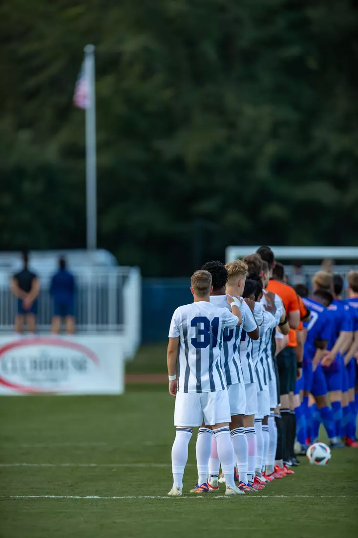 STATESBORO, GEORGIA - AUGUST 26: Georgia Southern Eagles Men’s Soccer faces Presbyterian College Blue Hose on Eagle Field at the Erk Russell Athletic Park on August 26, 2021 in Statesboro, Georgia.