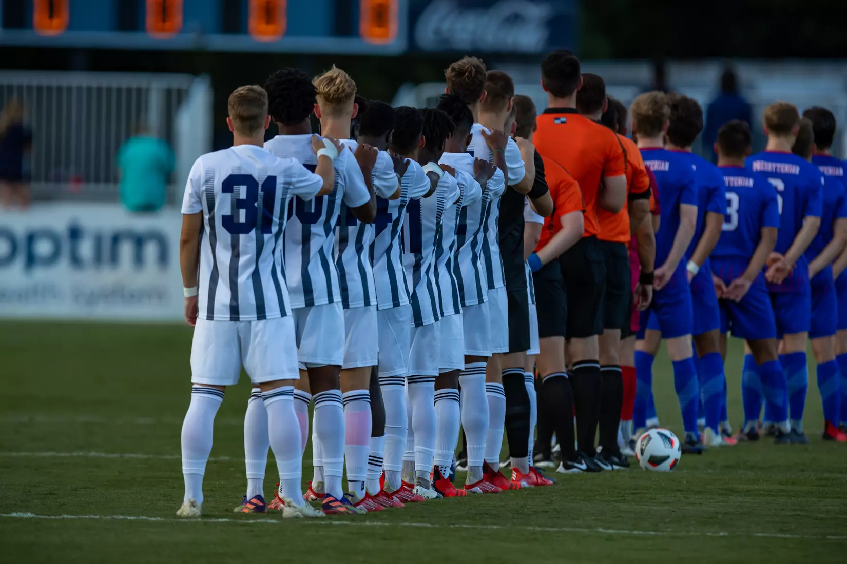 STATESBORO, GEORGIA - AUGUST 26: Georgia Southern Eagles Men’s Soccer faces Presbyterian College Blue Hose on Eagle Field at the Erk Russell Athletic Park on August 26, 2021 in Statesboro, Georgia.